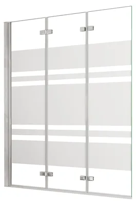Produktbild von Duschspa 130x140cm Streifenglas Badewanneaufsatz 3-teilig Faltwand 6mm ESG Nanoglas Duschwand