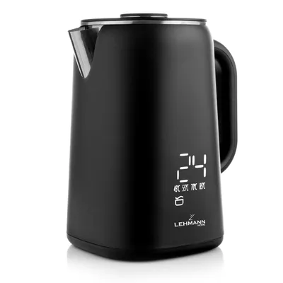 Zdjęcie produktu dla Czajnik elektryczny bezprzewodowy LEHMANN 1,7 l z regulacją temperatury 45-100°C,  z funkcją utrzymywania ciepła i panelem dotykowym, czarny matowy