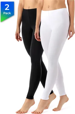 Produktbild von Merry Style Damen Lange Leggings aus Viskose 2 Pack MS10-143 (Schwarz/Weiß, L)