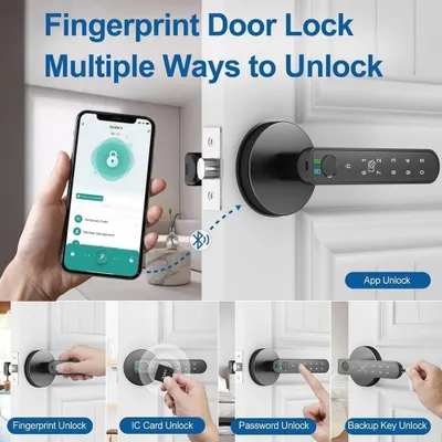 Produktbild von Türgriff mit Fingerabdrucksensor, elektronisches Schloss mit Touch-Tastatur, intelligentes Schloss mit Touch-Tastatur und Smart-Funktionen, für Haustüren, Wohnungen