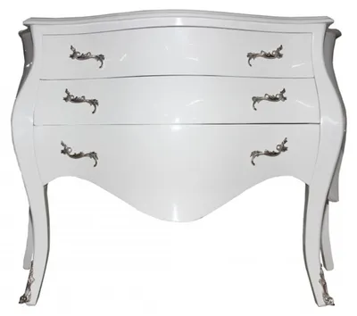 Produktbild von Casa Padrino Barock Kommode im Antik Stil Weiß / Silber 120 x 55 x 85 cm - Holz Kommode
