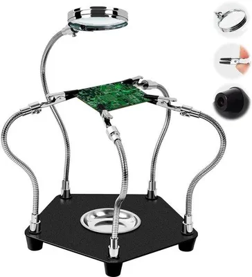 Produktbild von Unyqoos Löthilfe mit Lupe und flexiblen® Armen für präzise Arbeit