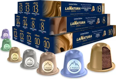 Productafbeelding van La Natura Lifestyle PREMIUM AROMA KAFFEEKAPSEL - compatibel met Nespresso®³ koffiemachines - 5 unieke en heerlijke aroma's - 120 koffiekapsels