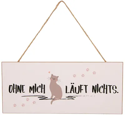 Produktbild von Lustiges Türschild mit Katze "Ohne mich läuft nichts" Deko aus Holz 30 x 13 cm