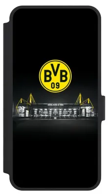 Produktbild von NIVOCASE Klapphülle für Samsung Galaxy A36 5G  Handyhülle aus Kunst Leder NIVOflip schwarz BVB Borussia Dortmund Stadion