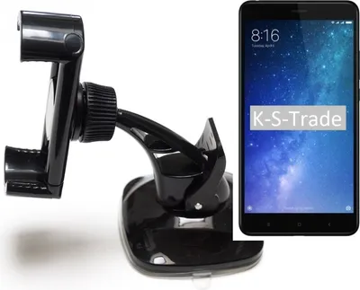 Produktbild von K-S-Trade kompakte Handy-Halterung Windschutzscheibe kompatibel mit Xiaomi Mi Max 3 Armaturenbrett schwarz Autohalterung KFZ Halter Scheiben-Halterung