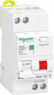 Obrázek produktu pro Proudový chránič Schneider Electric Resi9, 2 póly, 40A, B, 30mA, 6kA (R9D01640)