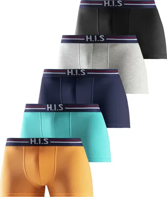 Produktbild von H.I.S. Boxer Boxershorts für Herren 5 -teilig orange, mint, navy, grau-meliert, schwarz Größe M