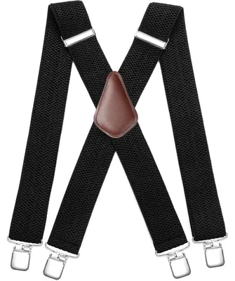 Immagine prodotto di Bretelle da uomo, larghezza 5 cm, forma a X, 4 clip metalliche, regolabili, elastiche, colore nero, taglia unica