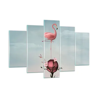 Produktbild von Bilder auf glas - Flamingo Blume Grafik Illustration - 150x100cm - Glasbilder - Wandbilder - Kunstdruck - Wanddekoration aus Glas - Glas Bilder - Wandbild auf Glas - GEA150x100-3187