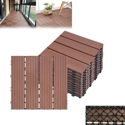 Obrázok produktu pre LARS360 22 kusov WPC dlaždice, 2sqm 30x30cm terasové dlaždice balkónové dlaždice kliknite na dlaždice palubovky balkón záhrada hnedá