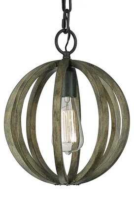 Zdjęcie produktu dla Lampa wisząca drewniana kula postarzane drewno Allier 1xE27 60W Feiss