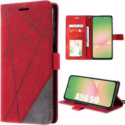 Image de Coque pour Samsung Galaxy A56 5G, Anti-Rayures Antichoc Protection Synthécuir Rouge
