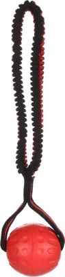 Produktbild von Flamingo Hundespielzeug Strekta mit Ball rot/schwarz, Maße: 36 x 8,5 x 7 cm