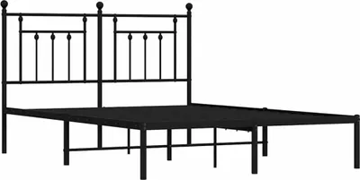 Produktbild von vidaXL Bettgestell mit Kopfteil Metall Schwarz 140x200 cm