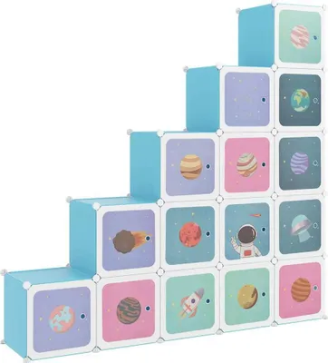Produktbild von vidaXL Kinderschrank Modular mit 15 Würfeln Blau PP
