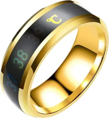 Produktbild von Ehering aus Titanstahl mit Körpertemperatursensor, intelligenter Temperatursensorring für Männer und Frauen