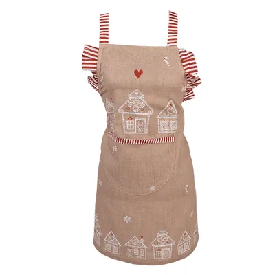 Produktbild von Clayre & Eef Küchenschürze Kinder 48x56 cm Braun Baumwolle Lebkuchenhaus
