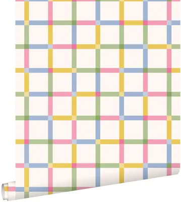 Obrázok produktu pre Tapeta ESTAhome s kockovaným vzorom v ružovej, zelenej, modrej a žltej farbe, 50 x 900 cm