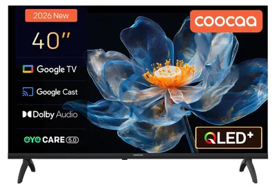 Produktbild von coocaa Smart TV 40 Zoll, 100cm, QLED FHD Fernseher kompatibel mit Google TV, HDR 10, Dolby Audio, Bluetooth 5.1, EyeCare, Google Cast, Triple Tuner DVB-T/-T2/-C/-S/-S2 CI+