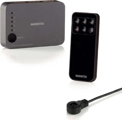 Produktbild von HDMI Switch 4K - Marmitek Connect 350 UHD - 5 ein / 1 aus - Ultra HD 60Hz - Automatische Umschaltung zwischen HDMI Quellen - HDCP 2.2 - HDMI Schalter - 3840 x 2160 - HDR 4K60