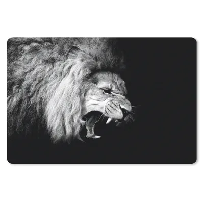 Produktbild von MuchoWow® Mauspad Mousepad Löwe - Porträt - Schwarz - Weiß - Tiere 27x18 cm - Mousepads - Maus Mat - Pad - Mausunterlage - Büroartikel - Desk Matten
