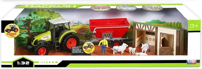 Produktbild von Kinder Spielzeug Farm Set Claas Trecker Traktor Anhänger Stall Schafe Landwirt