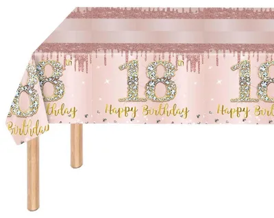 Produktbild von Tischdecke 18. Geburtstag Rosé Gold 137x274 cm