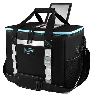 Produktbild von Kühltasche 48L faltbar mit Oberöffnung, XXL wasserdicht, für Ausflüge, Picknick, Camping, Strand, Schwarz