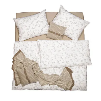 Obrázek produktu pro SCANquilt povlečení KREP větvičky bílobéžová 100% bavlna 140 x 220/70 x 90 cm