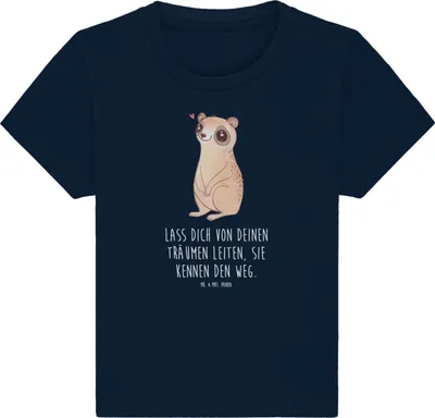 Produktbild von Mr. & Mrs. Panda Babyshirt Plumplori Glücklich 0. - 6. Monat - French Navy - Geschenk, Baby Kurzarmshirt, Glück, Lustige Sprüche,  T-Shirt, Niedlich, Shirt, Kinder