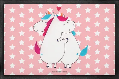 Produktbild von Mr. & Mrs. Panda Fussmatte Einhorn Mitteilung 50 x 75 cm - Rot Pastell - Geschenk, Gummimatte, Einhörner, Liebe, Schmutzfangmatte, Spruch, Valentinstag, fußmatte, Unicorn