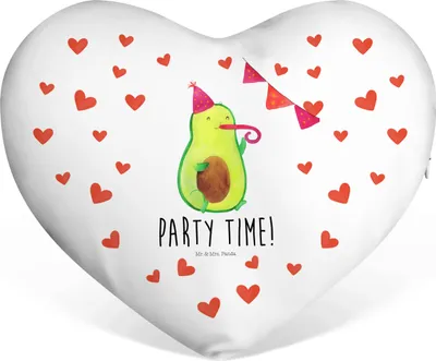 Produktbild von Mr. & Mrs. Panda Sofakissen Avocado Party Zeit - Weiß - Geschenk, Bestanden, dekoartikel, Valentinstags Kissen, Geburtstag, Herzkissen, Dekokissen, Happy Birthday