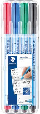 Produktbild von STAEDTLER Folienschreiber Staedtler Lumocolor 305F - farbig sortiert 0,6 mm correctable nachfüllbar 4er-Set