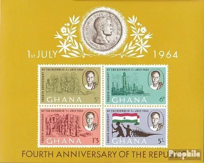 Produktbild von Briefmarken Ghana 1964 Mi Block10 (kompl.Ausg.) postfrisch Republik