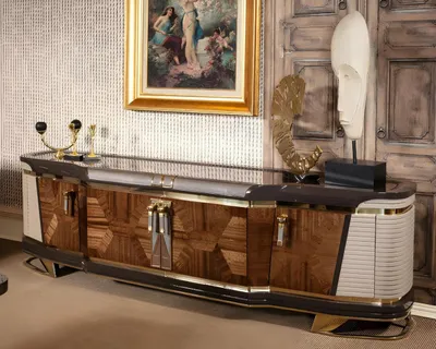 Produktbild von Braun-Weißer TV-Schrank Wohnzimmer RTV Fernsehunterschrank Holzmöbel
