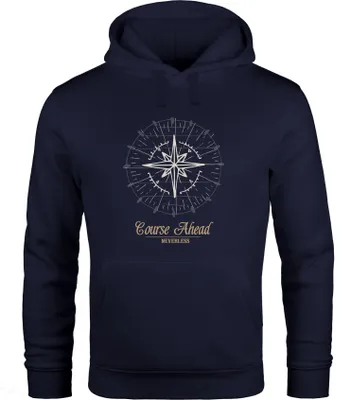 Produktbild von Hoodie Herren Kompass Windrose Navigator Segeln Neverless® navy 4XL