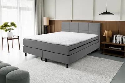 Image de VENASI KANSAS Lit Boxspring 180x200 avec matelas H3 GRIS Lit double rembourré