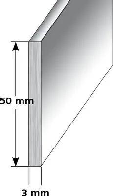 Produktbild von Fußleiste / Sockelleiste (TYP i 50) aus Aluminium, Höhe: 50 mm, Farbe: Edelstahloptik, Materialstärke: 3,0 mm, Befestigungsart: selbstklebend