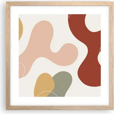 Produktbild von Gerahmtes Poster - Rahmen in heller Eiche - Abstraktion Flecken Modern - 40x40 cm - Wand Bild - Wanddeko - Wandbilder - Kunstposter - Wandposter - Bilderrahmen - Bilder - Kunstdruck - P2NAC40x40-4439
