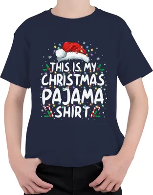 Produktbild von This is my Christmas Pajama Shirt Lichterkette - Weihnachten Xmas Christmas Uni Kinder T-Shirt, Navy, 116