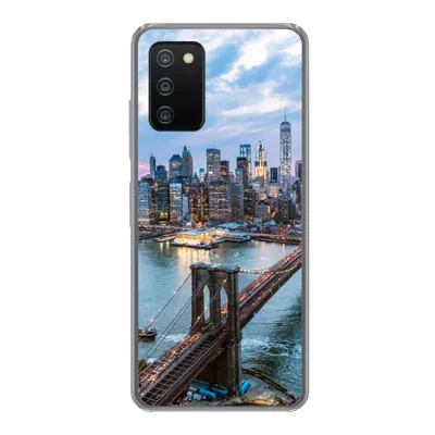 Produktbild von MuchoWow® Handyhülle Schutzhülle Hülle für Samsung Galaxy A03s New York - Brooklyn Bridge - Boot Silikon Softcase Handy Hülle - Schutz