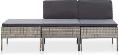 Produktbild von vidaXL 3-tlg. Garten-Lounge-Set mit Auflagen Poly Rattan Grau