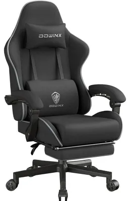 Produktbild von Gaming-Stuhl Stoff, Taschenfederkissen, Massage, Kopfstütze, Fußstütze, ergonomisch E