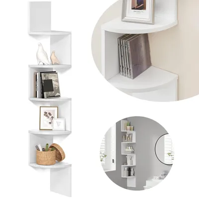 Produktbild von Eckregal, Wandregal 5 Ebenen, Schweberegal für Bücher, Bücherregal, Schlafzimmer, Wohnzimmer, Badezimmer, Homeoffice