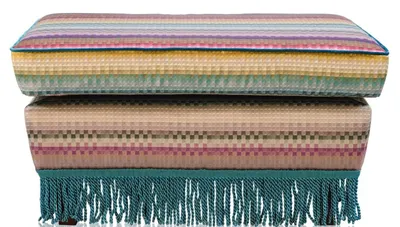 Image de Pouf de luxe Casa Padrino, style baroque, multicolore, dimensions : 76 x 54 x 40 cm - Meuble pour salon