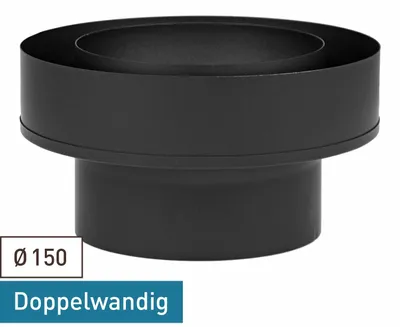 Produktbild von Raik Coltherm Übergang 150mm schwarz doppelwandig von DW auf EW für Rauchrohr / Ofenrohr
