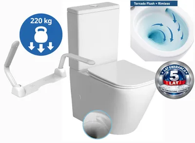 Zdjęcie produktu dla Domotechnika | Kompaktowa toaleta – 815 x 385 x 630 mm – odpływ pionowy/poziomy – mechanizm cichego zamykania Slim – 5 lat gwarancji