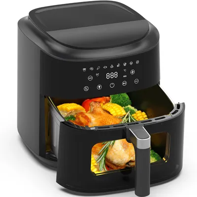 Produktbild von 9L XL Heißluftfritteuse Airfryer mit Sichtfenster & Touchscreen, 360° Heißluft-Technologie, LED-Anzeige, 9 Programme, 2350W, fettarm & ohne Öl