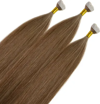 Image de hair2heart Premium Mini Tape Extensions Human Hair - 12 bandes 40 cm blond foncé